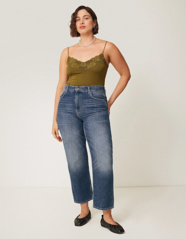 Delmont Cropped Tapered Jean | Blue