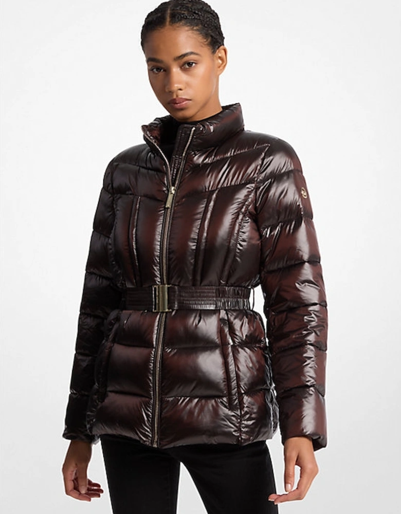 Packable Quilted Nylon and Faux Fur Trim Puffer Jacket