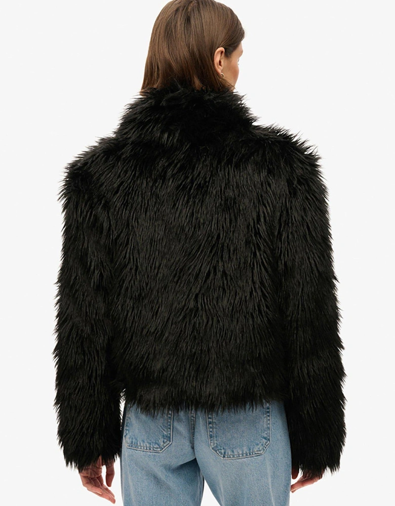 Short Faux Fur Coat - Black