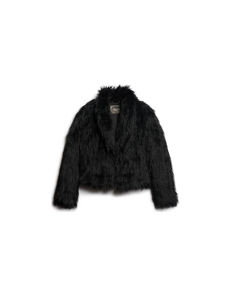 Short Faux Fur Coat - Black