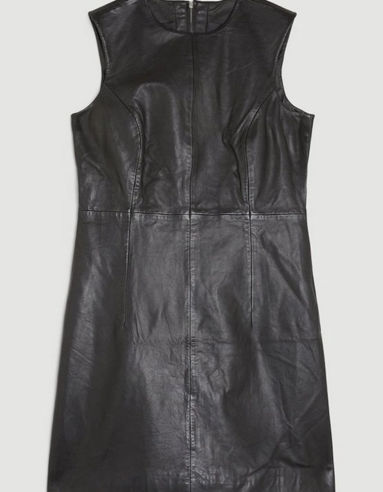 Leather Sleeveless Mini Dress