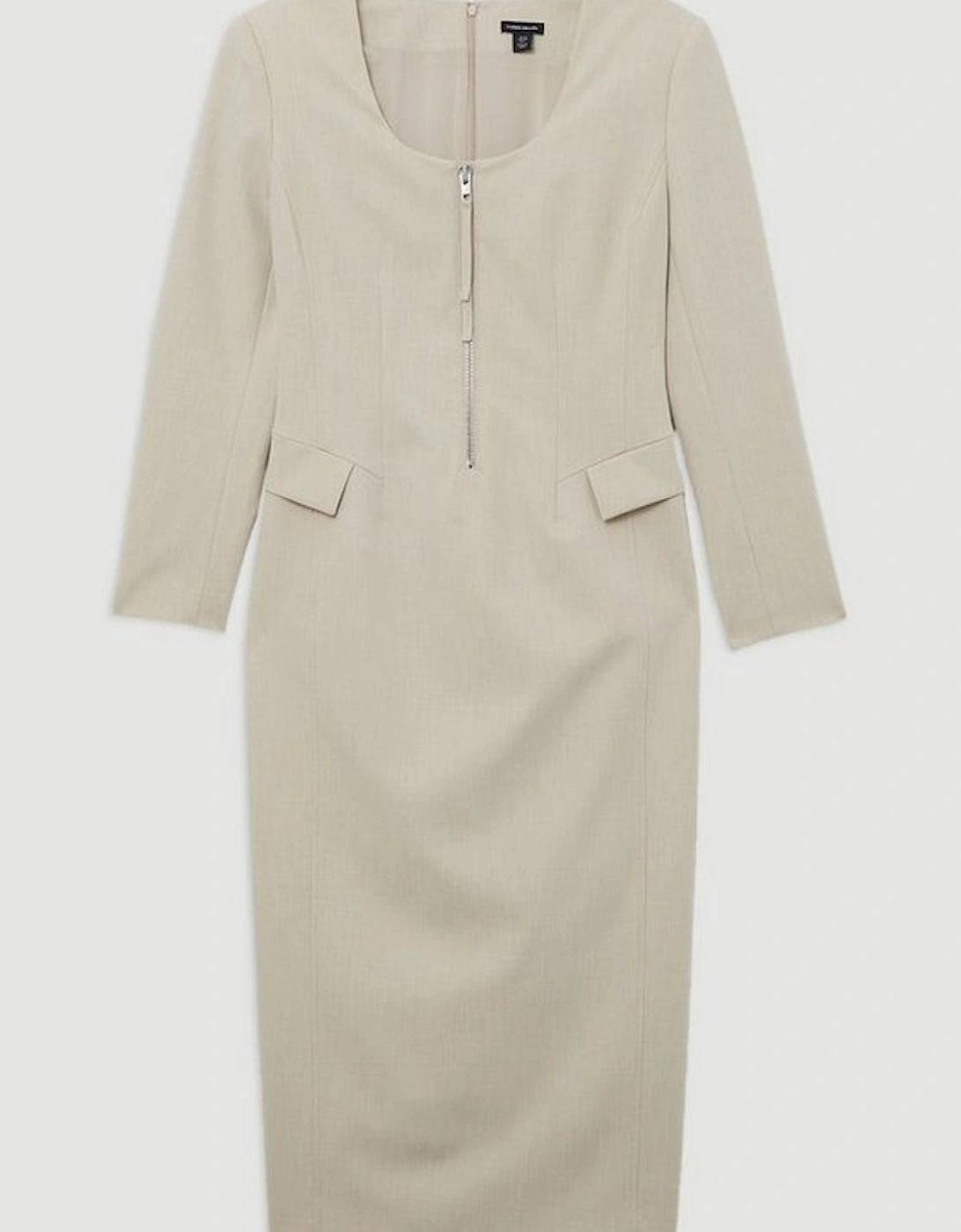 Tailored Viscose Zip Through Multi Stitch Midi Dress