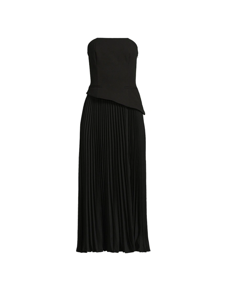 Bandeau Pleated Dress - Black