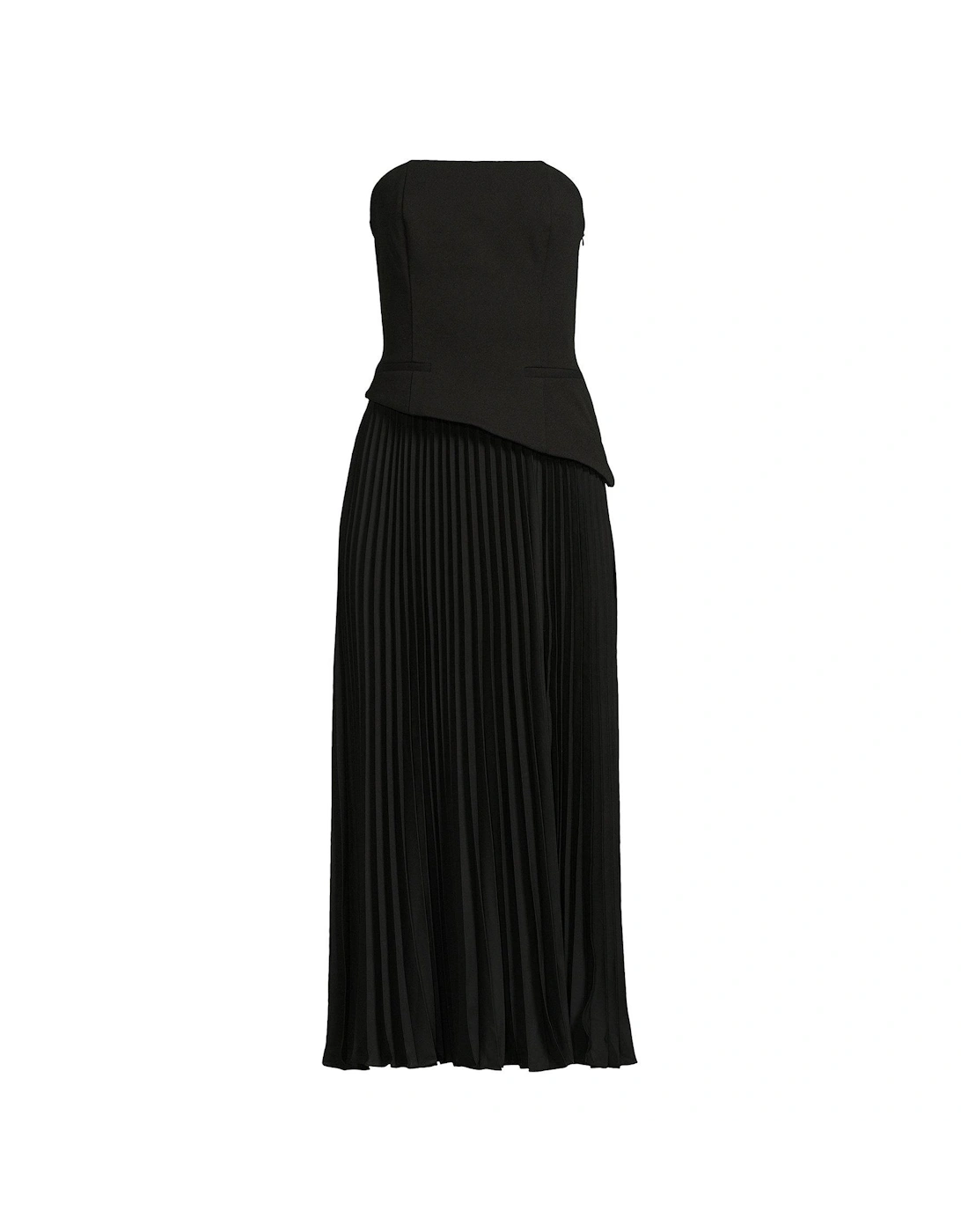 Bandeau Pleated Dress - Black