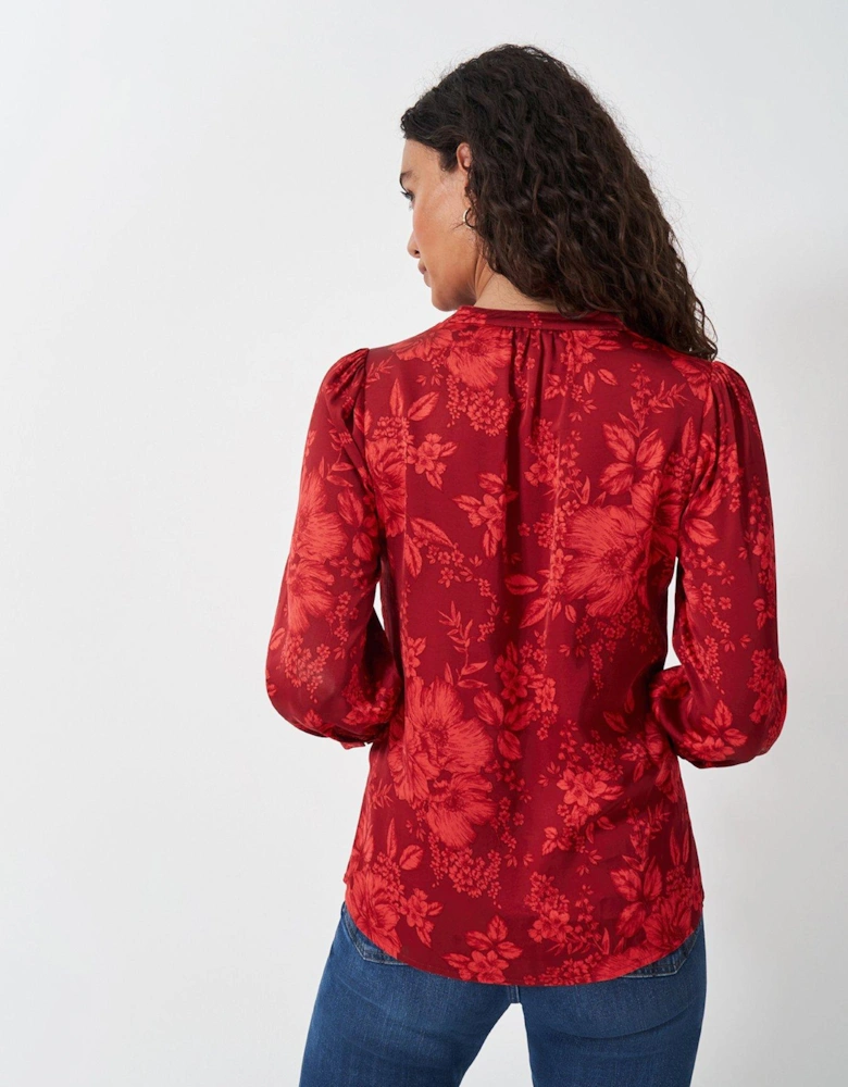Hope Floral Satin Top - Red