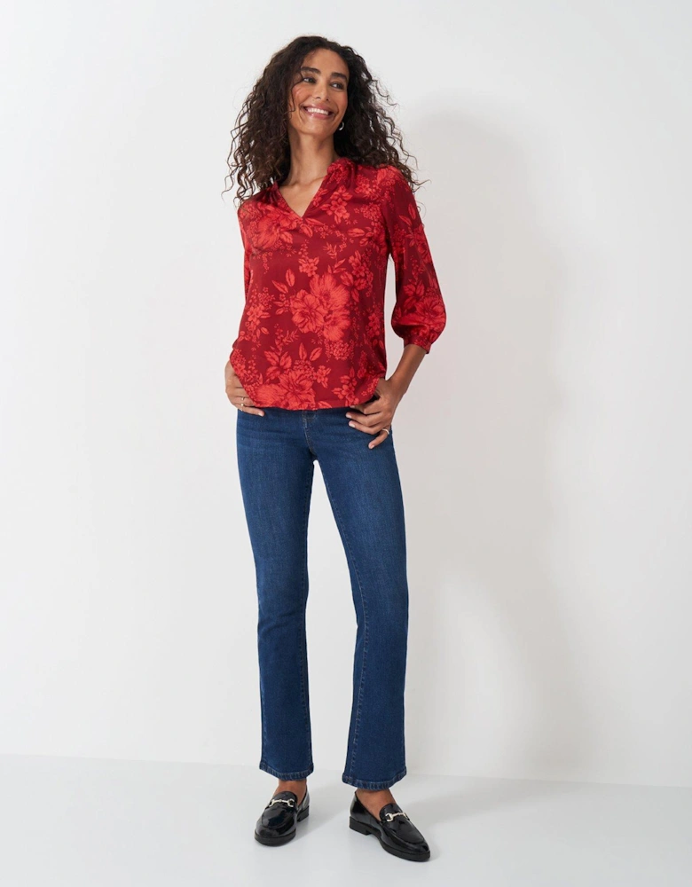Hope Floral Satin Top - Red