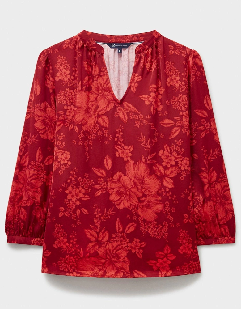 Hope Floral Satin Top - Red