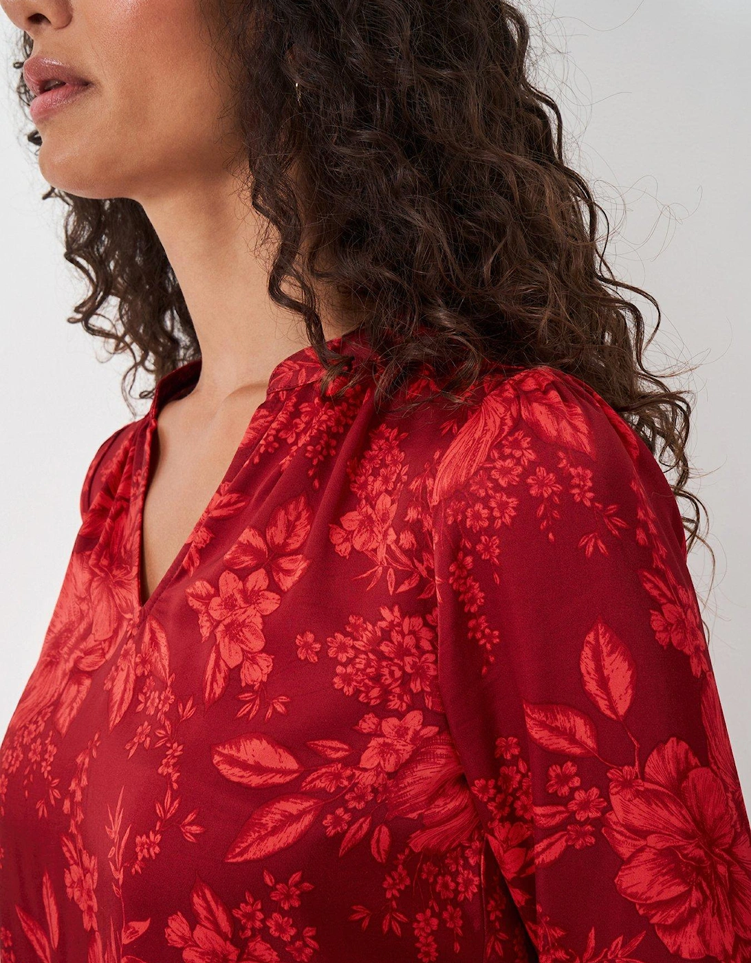 Hope Floral Satin Top - Red