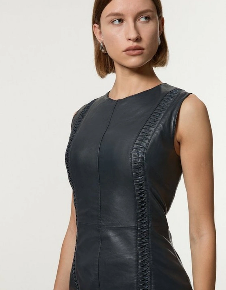 Leather Twist Detail Sleeveless Midiaxi Dress