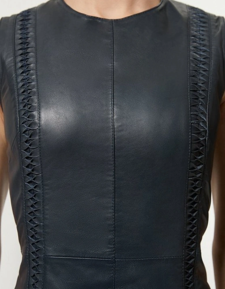 Leather Twist Detail Sleeveless Midiaxi Dress