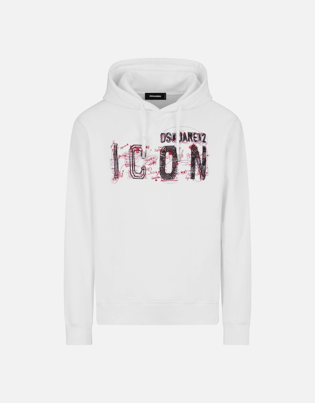 Icon Scribble Cool Fit Hoodie in White, 3 of 2