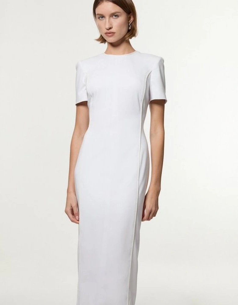 Tailored Contrast Tipped Stitch Detail Midi Dress