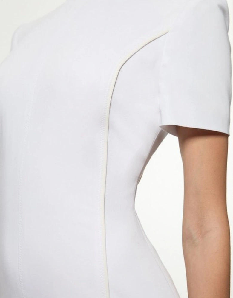 Tailored Contrast Tipped Stitch Detail Midi Dress