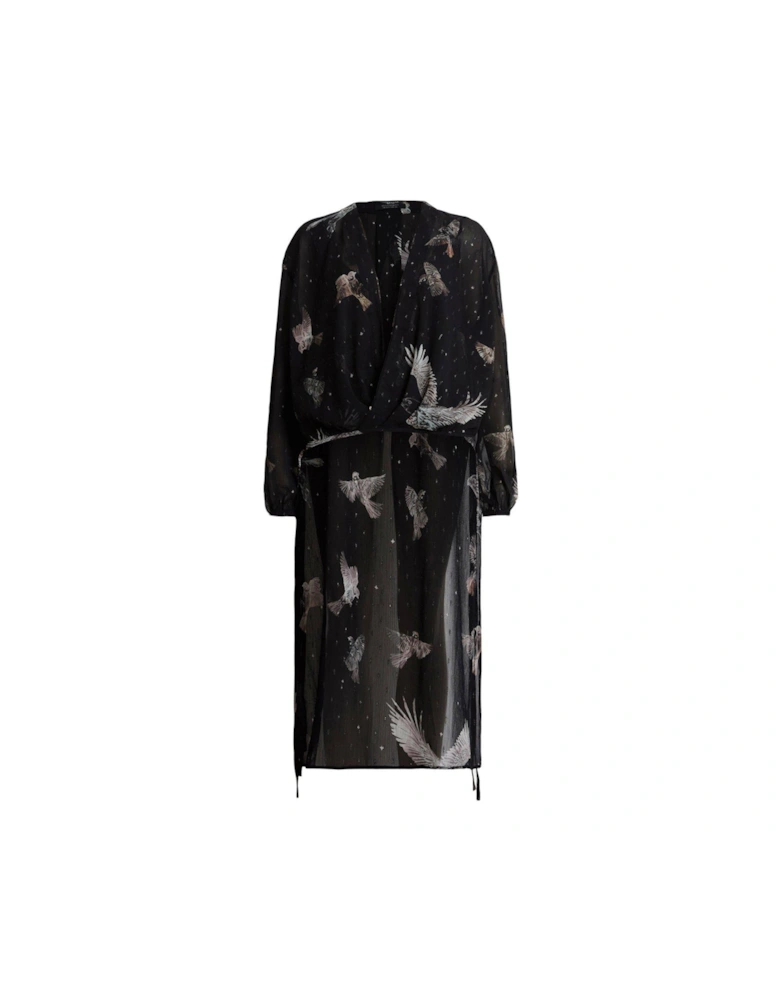 Avala Printed Draped Top - Black