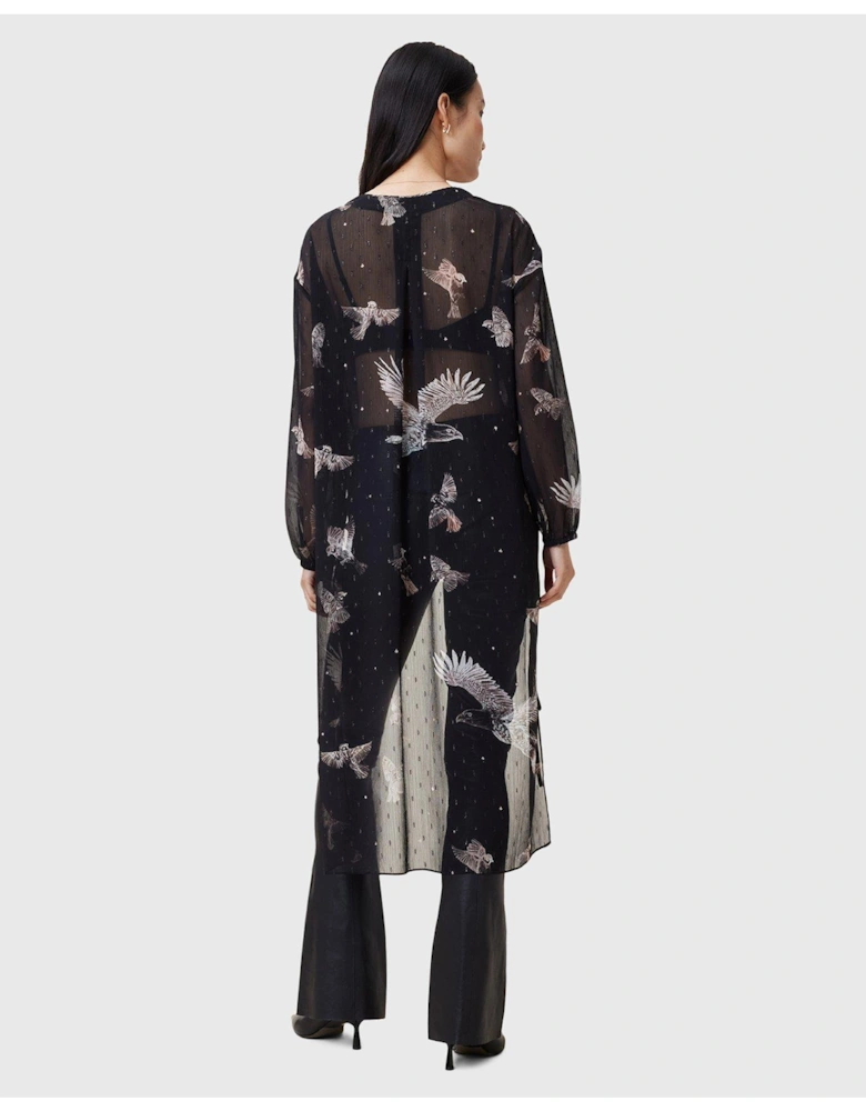 Avala Printed Draped Top - Black