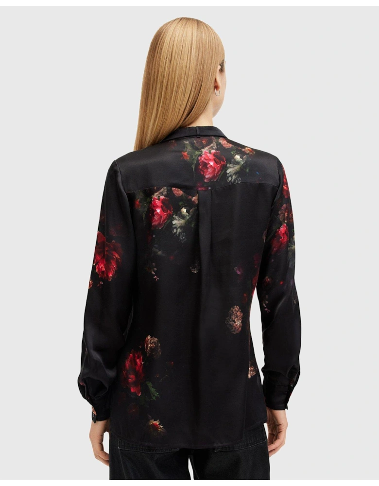 Toni Silk Blend Printed Shirt - Black