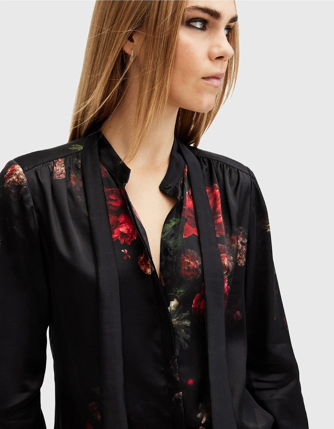 Toni Silk Blend Printed Shirt - Black