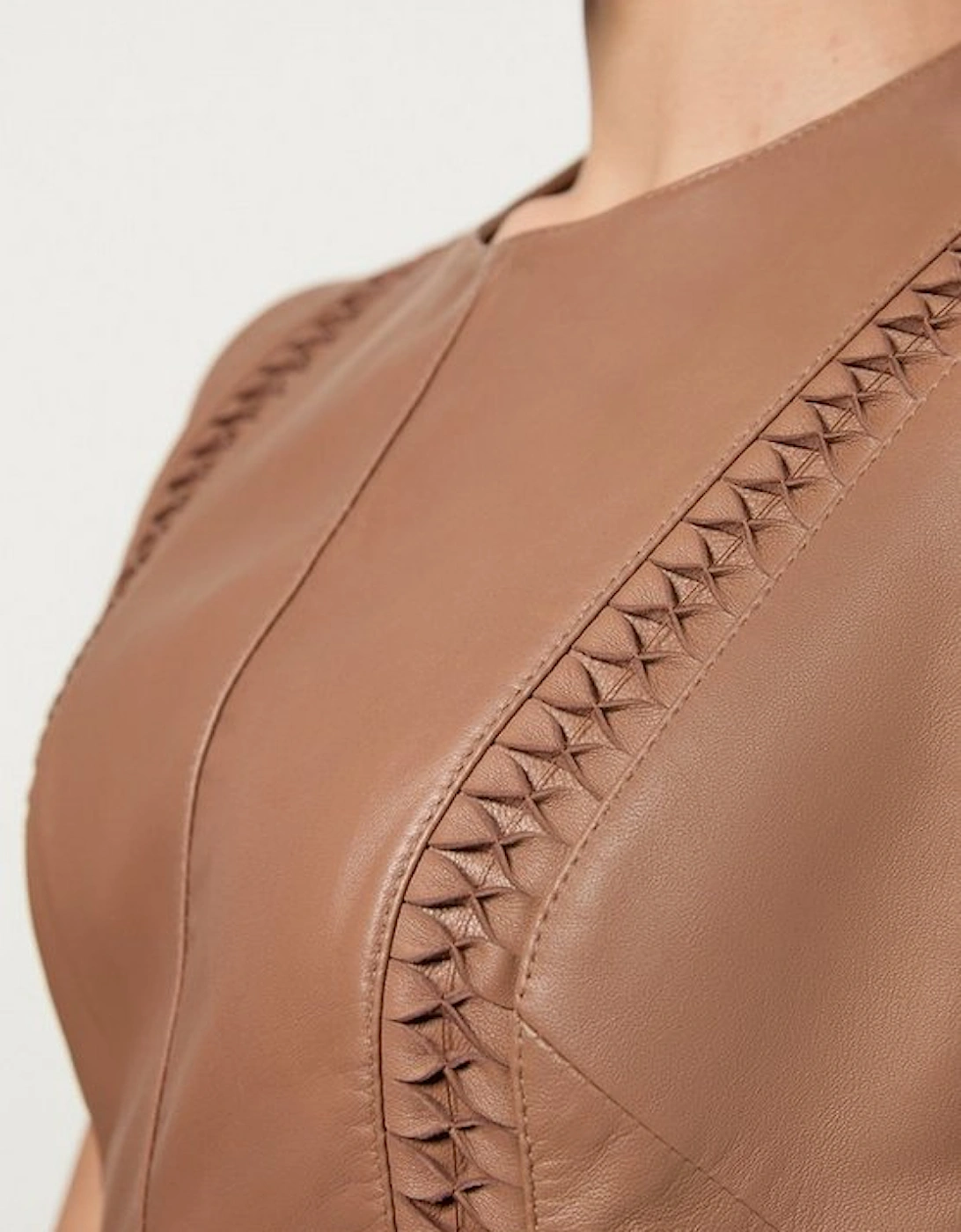 Leather Twist Detail Sleeveless Midiaxi Dress