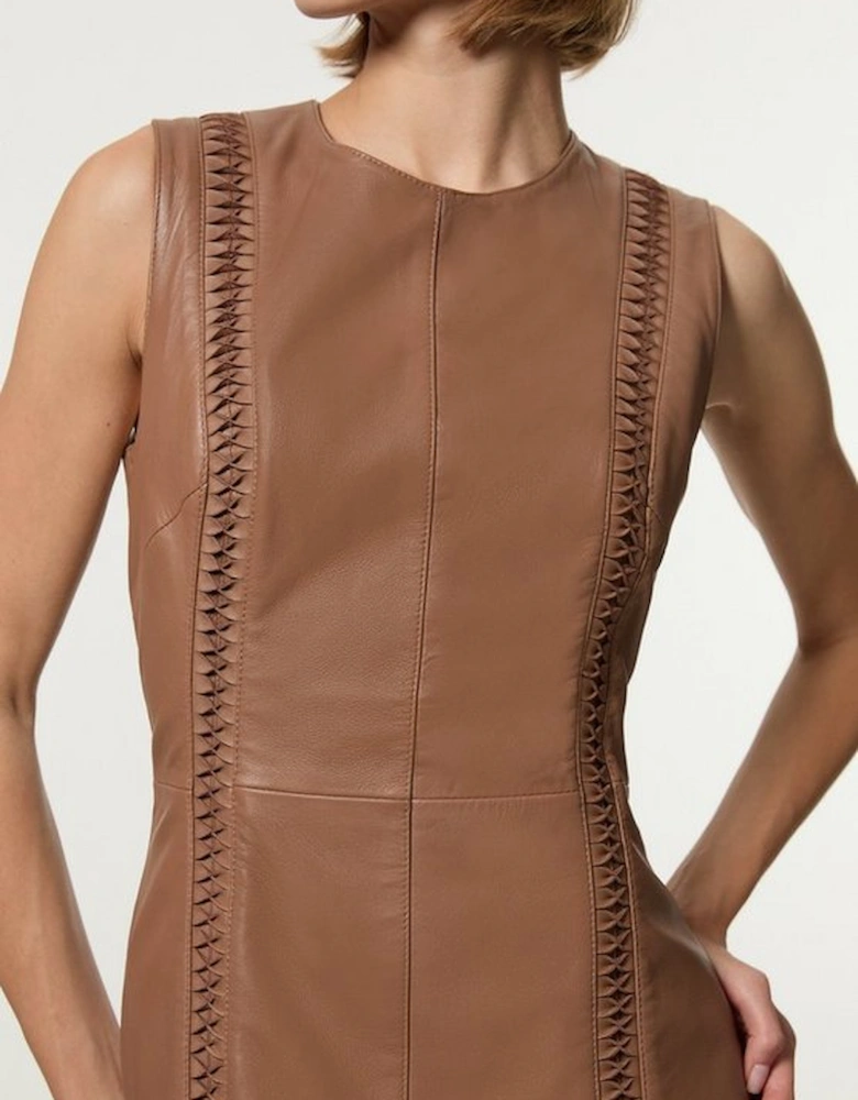 Leather Twist Detail Sleeveless Midiaxi Dress