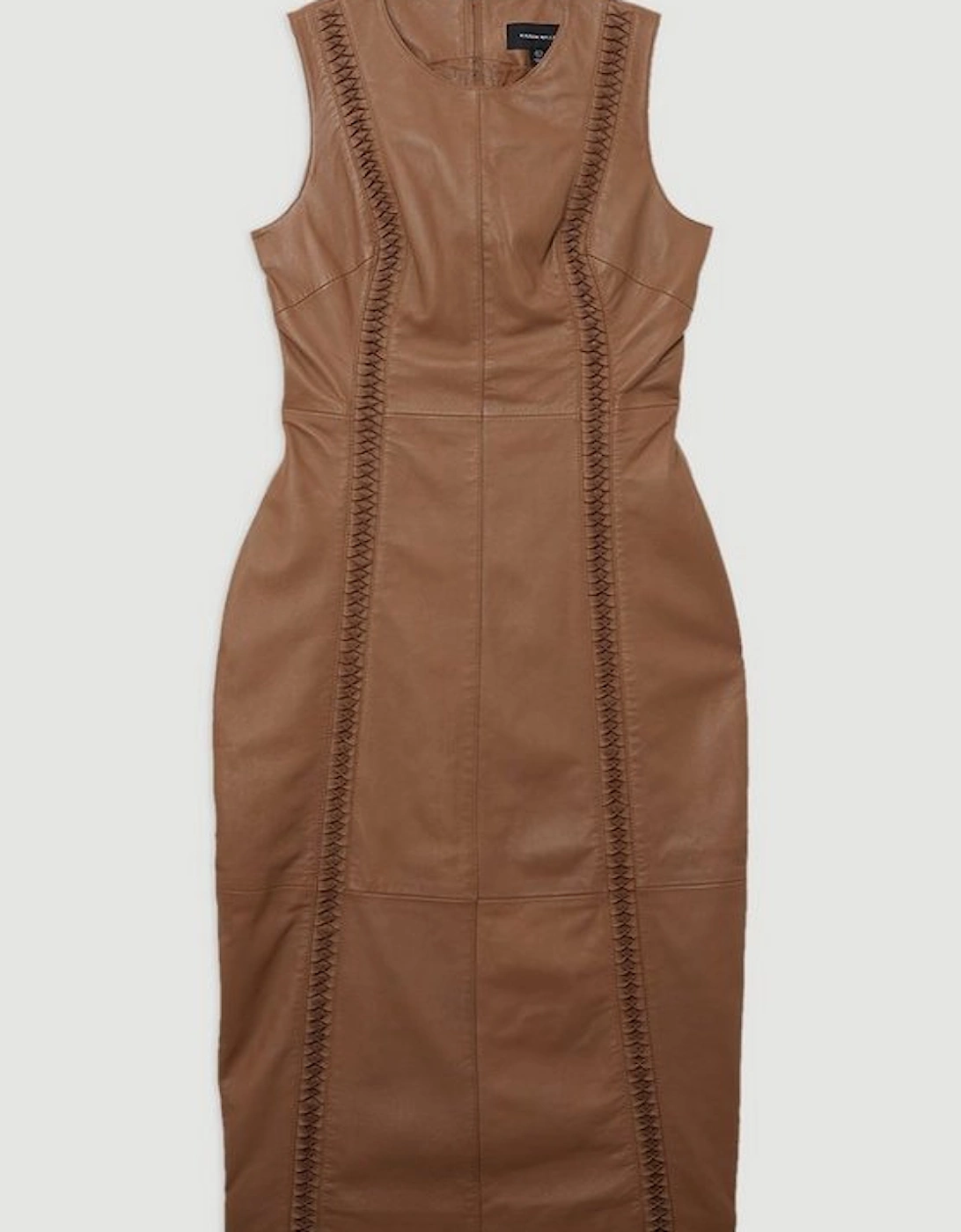 Leather Twist Detail Sleeveless Midiaxi Dress