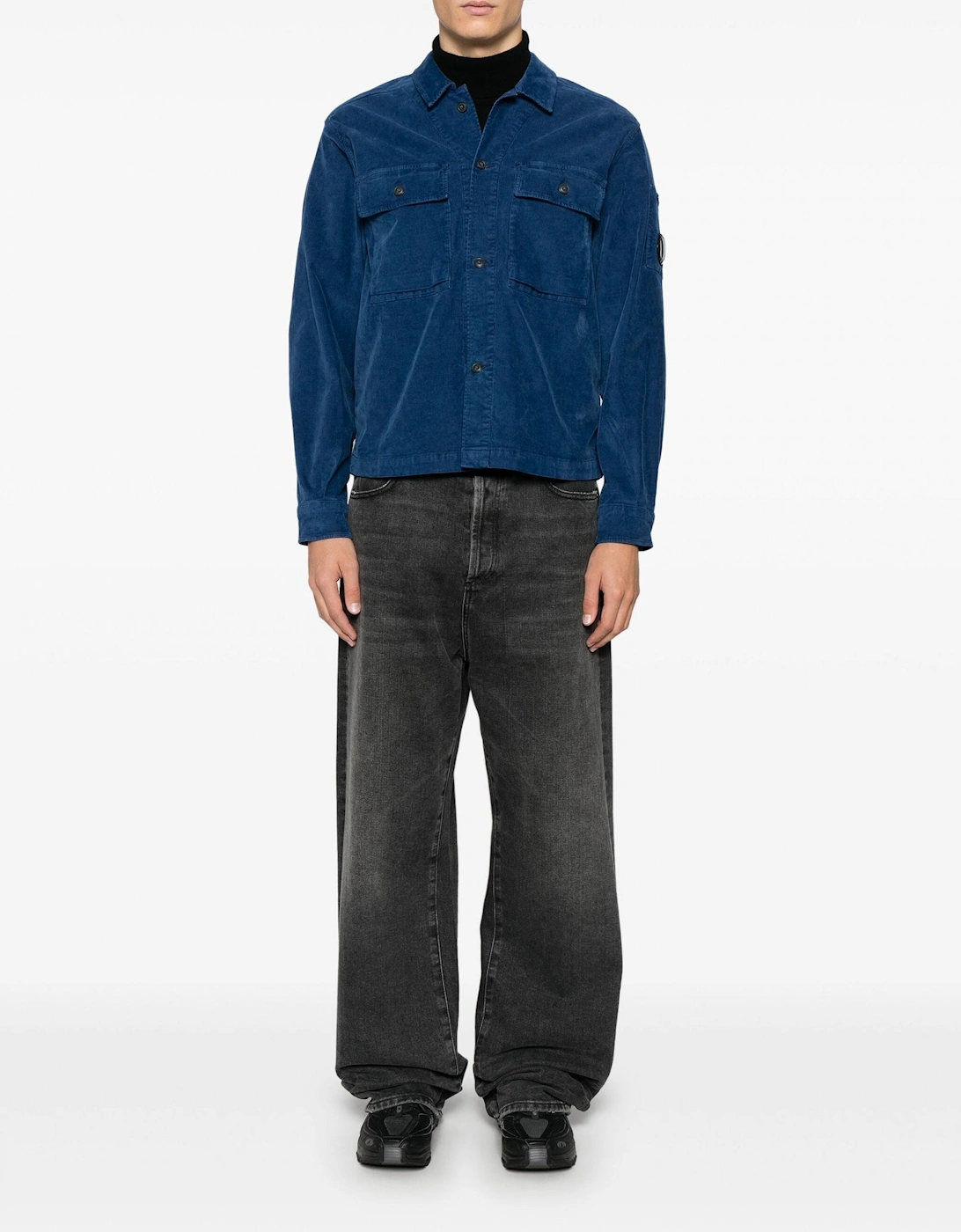 Corduroy Buttoned Utility Overshirt Blue