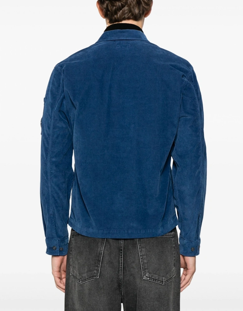 Corduroy Buttoned Utility Overshirt Blue