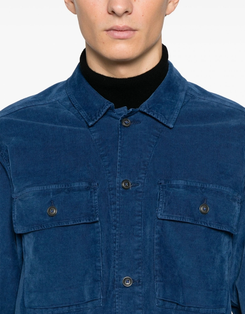 Corduroy Buttoned Utility Overshirt Blue