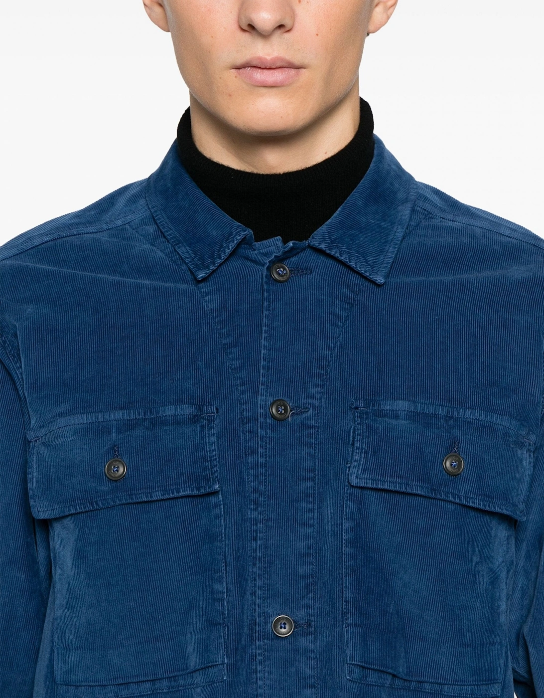 Corduroy Buttoned Utility Overshirt Blue