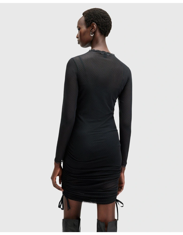 Adara Polka Dot Tulle Mini Dress - Black