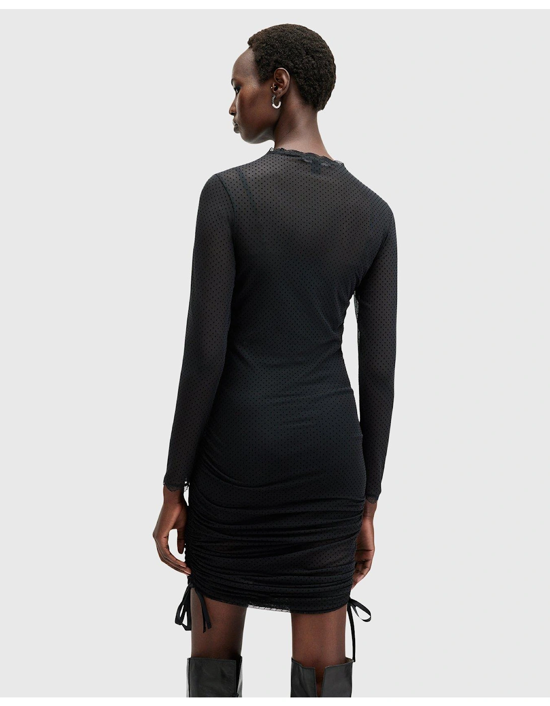 Adara Polka Dot Tulle Mini Dress - Black