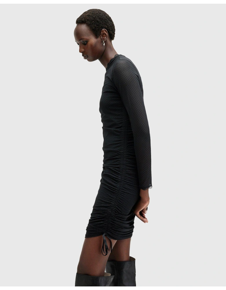 Adara Polka Dot Tulle Mini Dress - Black