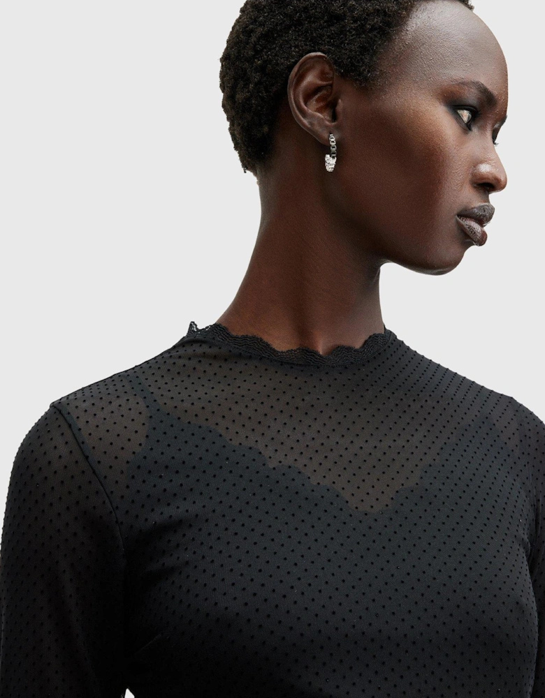 Adara Polka Dot Tulle Mini Dress - Black