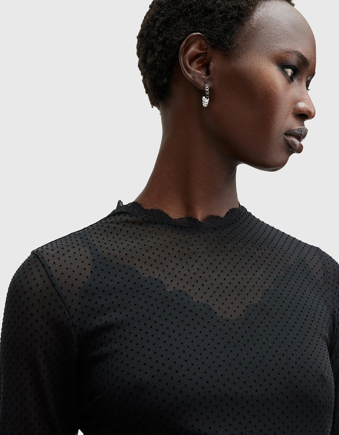 Adara Polka Dot Tulle Mini Dress - Black