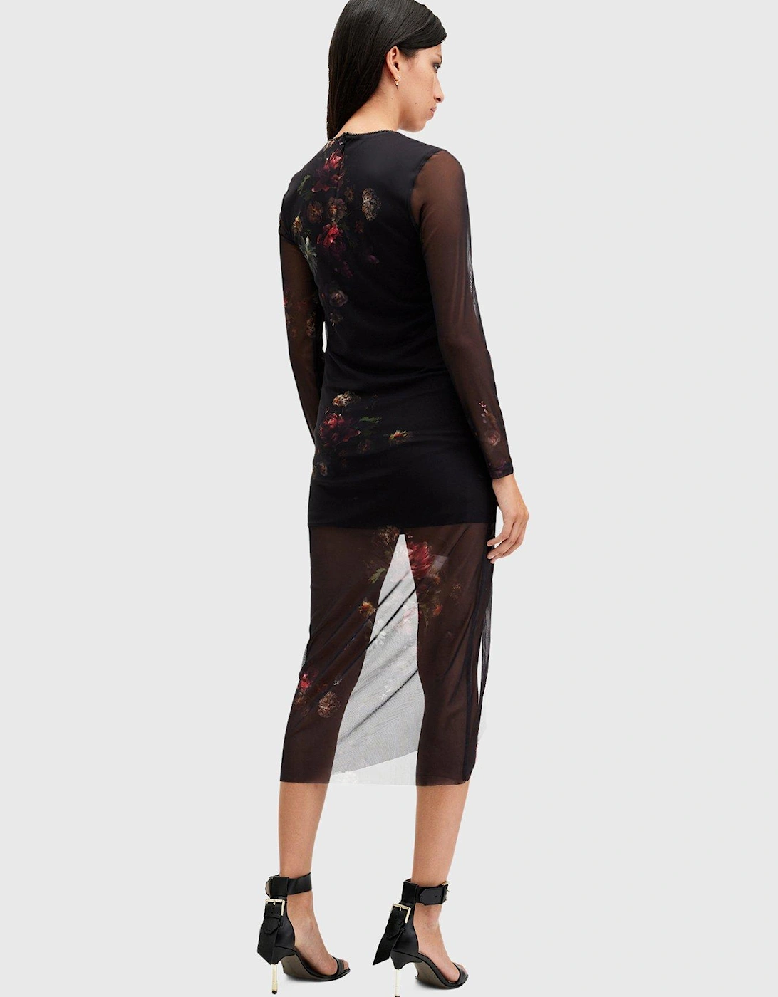 Nora Ruched Sparkle Midi Dress - Black