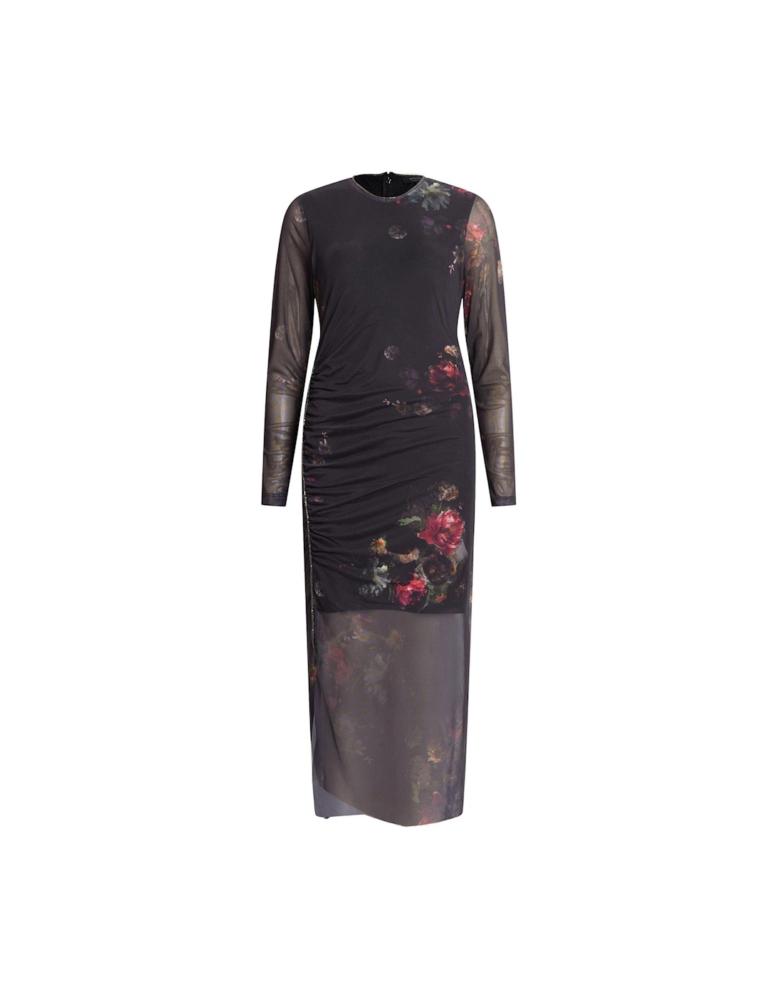 Nora Ruched Sparkle Midi Dress - Black