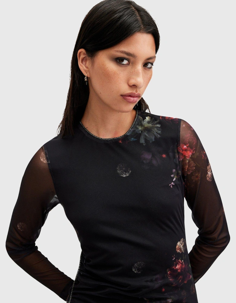 Nora Ruched Sparkle Midi Dress - Black