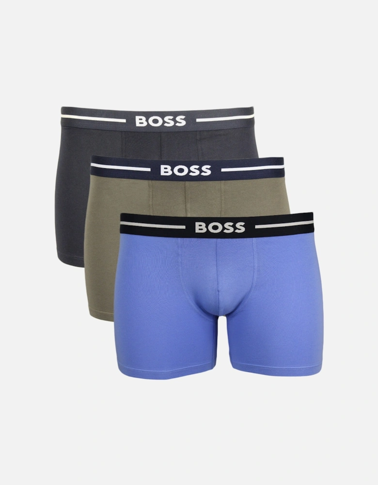 3-Pack Bold Boxer Briefs, Blue/Khaki