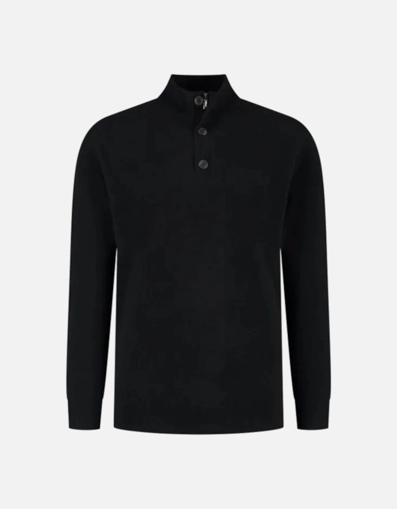 Tech Stretch Wool Button Zip BEH Black