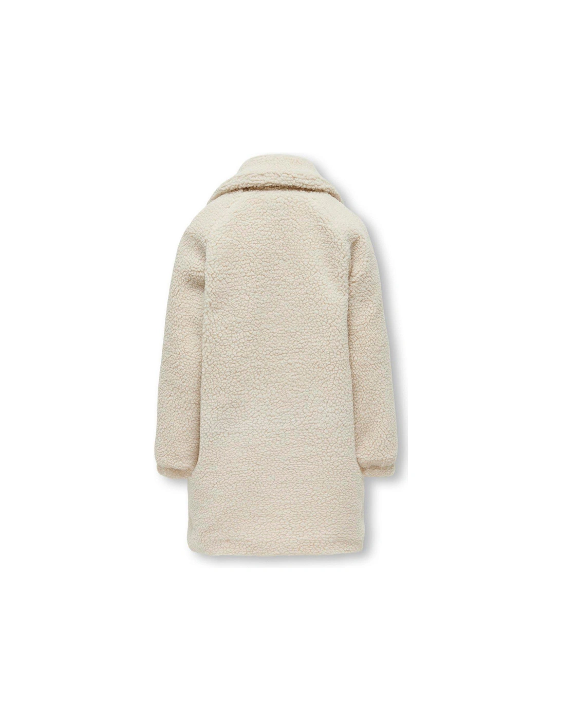 Girls Teddy Fleece Long Coat - Cream