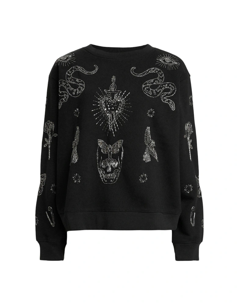 Pippa Embellished Relaxed Fit Sweatshirt - Black