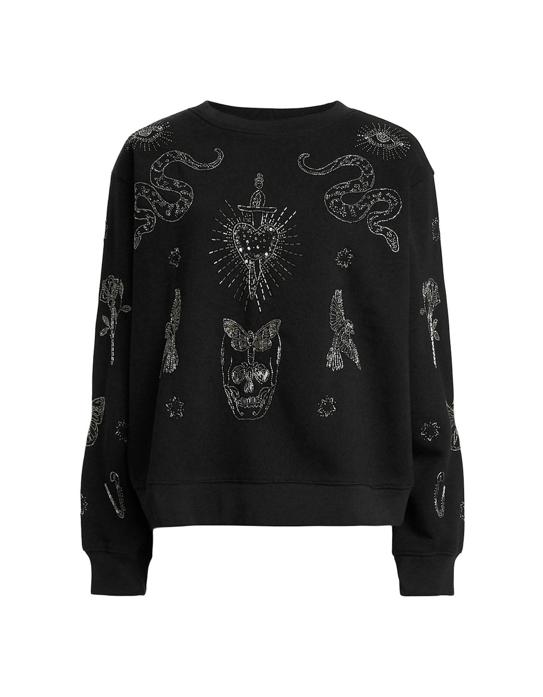 Pippa Embellished Relaxed Fit Sweatshirt - Black