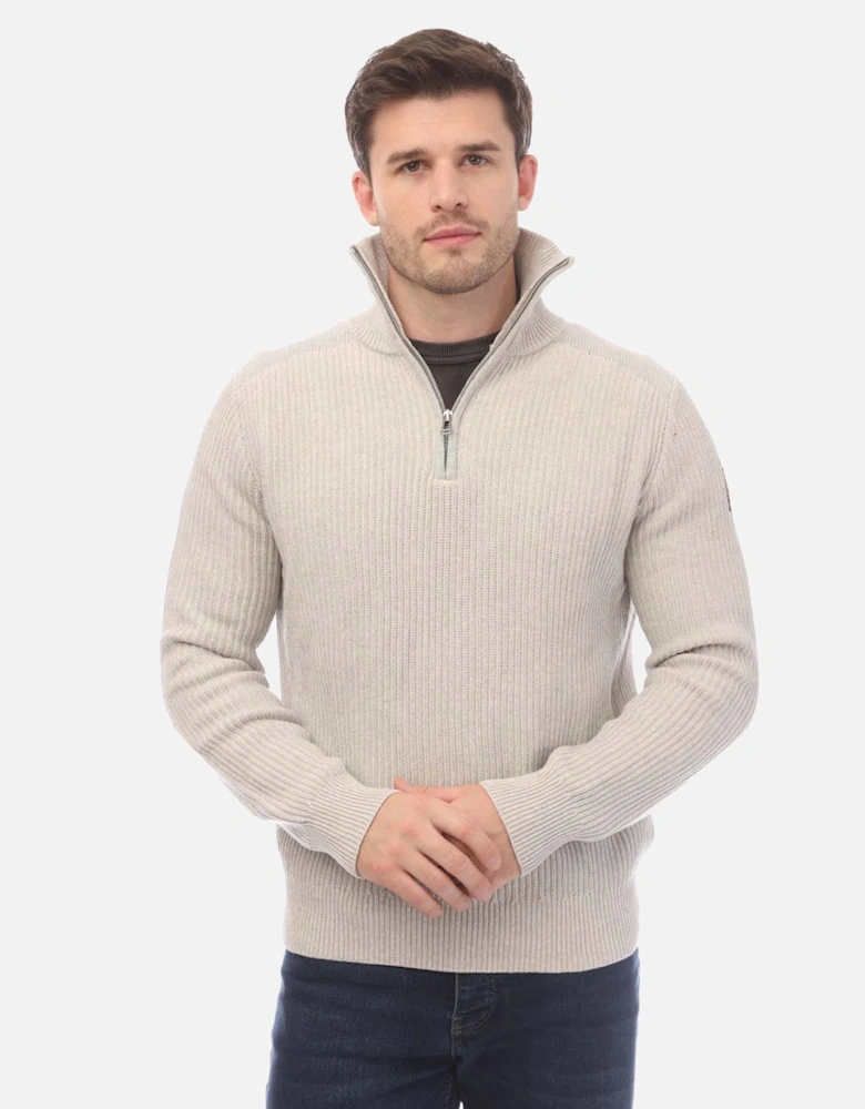 Cotton Wool Rib Stanley Quarter Zip Jumper