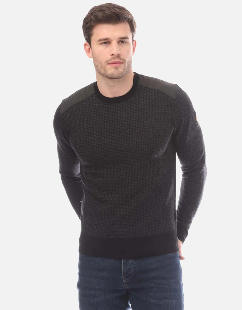 Houndstooth Merino Wool Kerrigan Crewneck Jumper