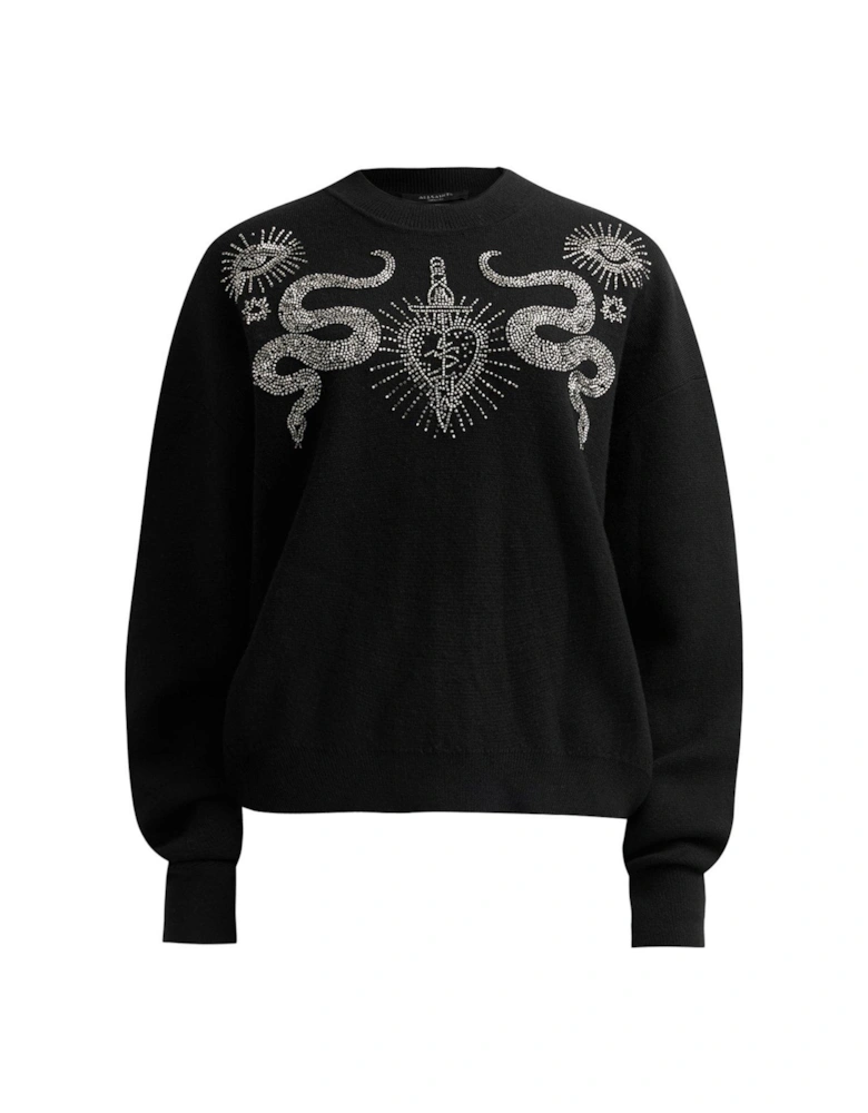 Serpent Embellished Jumper - Black