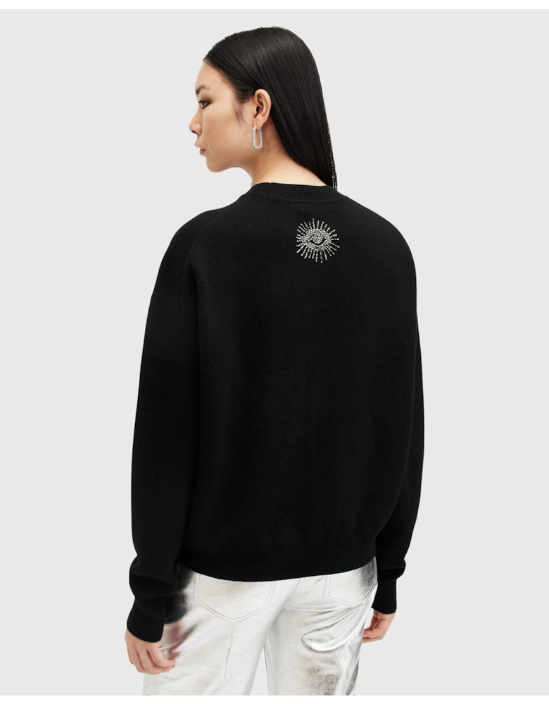 Serpent Embellished Jumper - Black