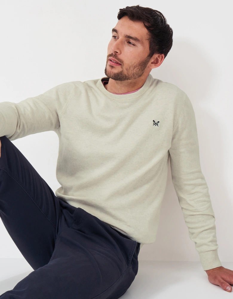 Men's Organic Cotton Crew Jumper White Marl