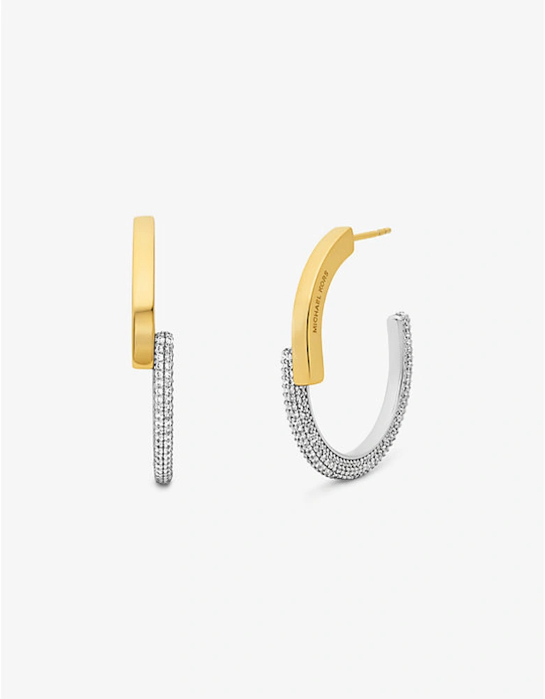 Precious Metal-Plated Pavé Hoop Earrings