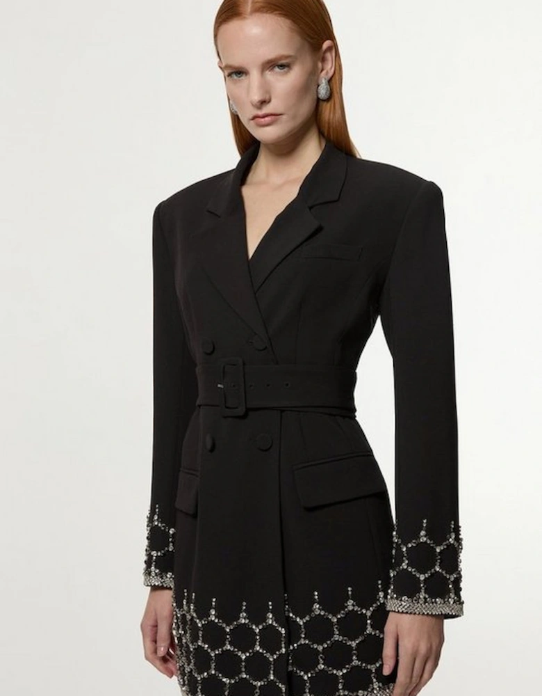 Petite Crystal Embellished Tailored Blazer Mini Dress