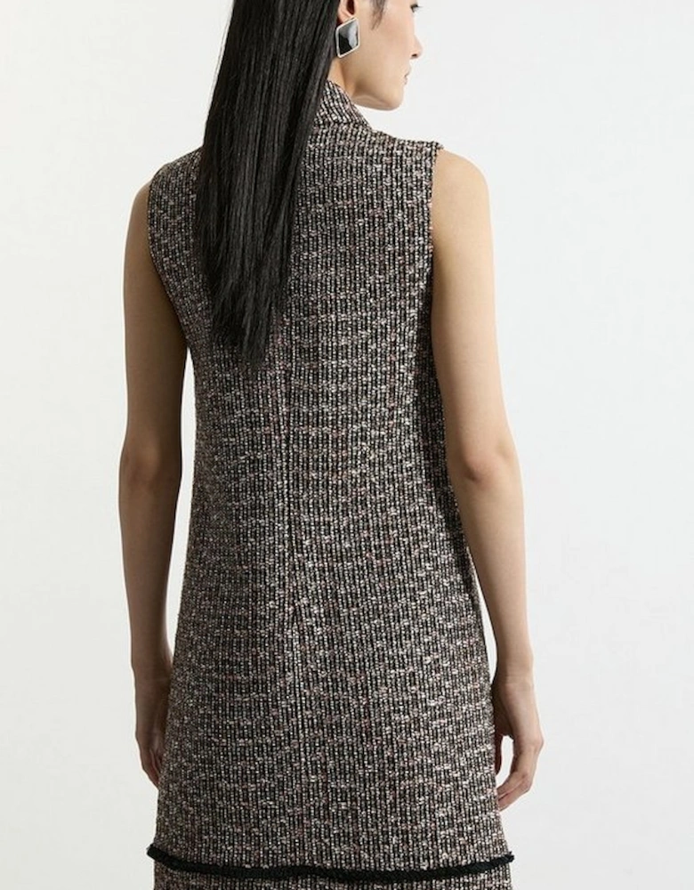 Tall Wool Mix Boucle Tailored Collared Sleeveless Mini Dress