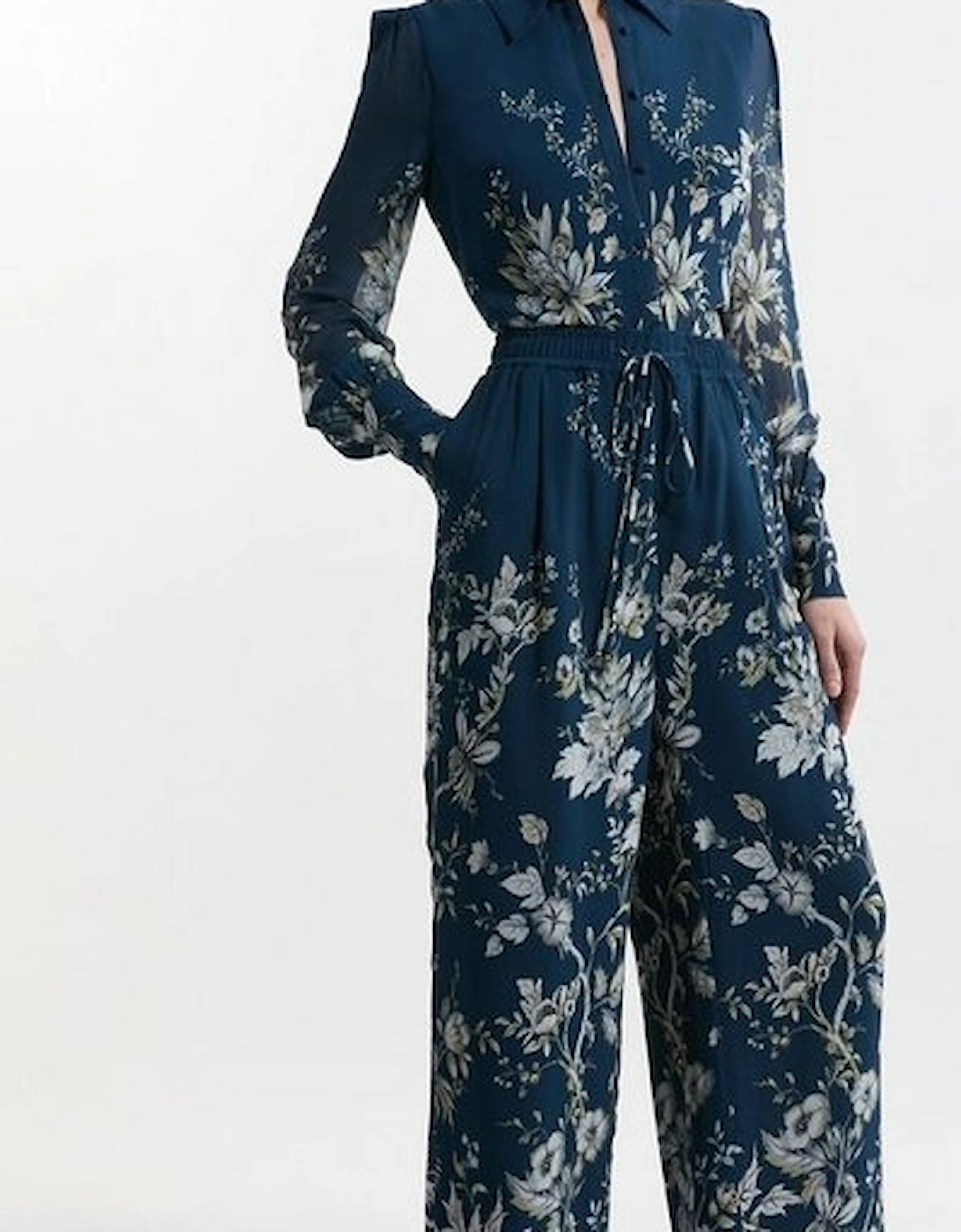 Floral Border Print Viscose Woven Wide Leg Trouser, 5 of 4